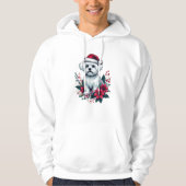 Floral festlicher maltesischer Hund mit Weihnachts Hoodie (Vorderseite)