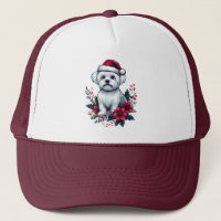 Floral festlicher maltesischer Hund mit Weihnachts