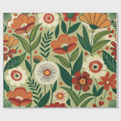 Floral Field Retro Custom Muster Geschenkpapier (Flach)