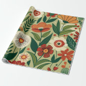 Floral Field Retro Custom Muster Geschenkpapier (Ungerollt)