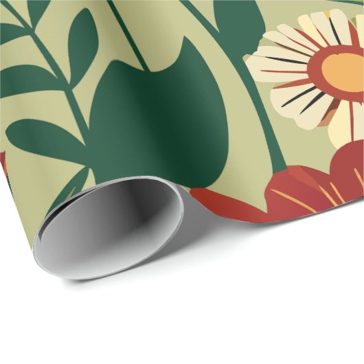 Floral Field Retro Custom Muster Geschenkpapier (Rolleneckpunkt)