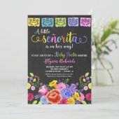 Floral Fiesta Baby Dusche Einladung (Stehend Vorderseite)