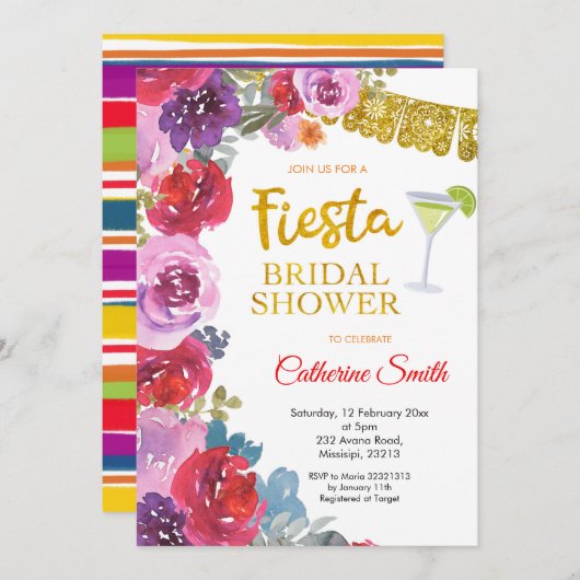 Floral Fiesta Bridal Dusche Einladung (Vorne/Hinten)