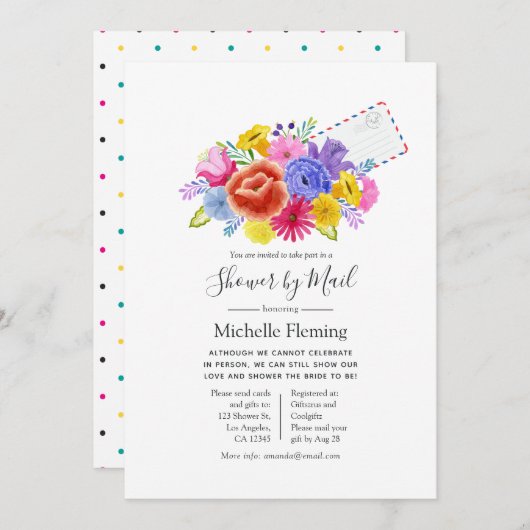 Floral Fiesta Bridal oder Babydusche per Mail Einladung (Vorne/Hinten)