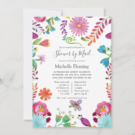Floral Fiesta Bridal oder Babydusche per Mail Einladung (Vorderseite)