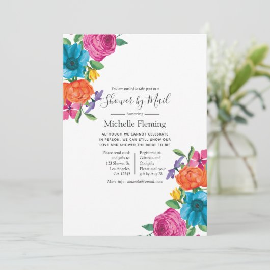 Floral Fiesta Bridal oder Babydusche per Mail Einladung (Stehend Vorderseite)