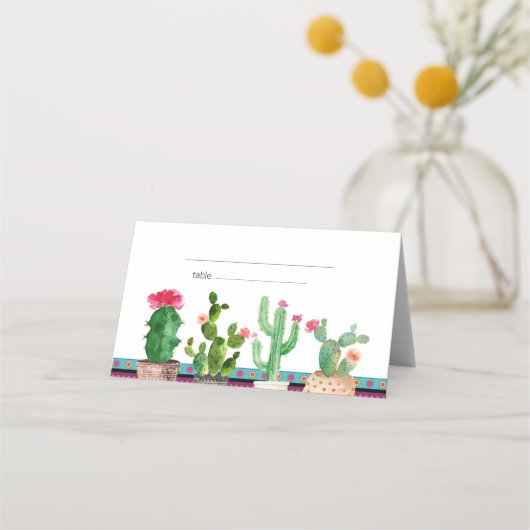Floral Fiesta Cactus Couples Dusche Platzkarten (Vorderseite)