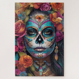 Floral Fiesta: Frauen Embraces Dia de los Muertos Puzzle