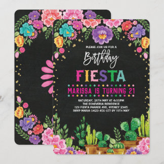 Floral Fiesta Geburtstagsparty Mexikanische Blume  Einladung