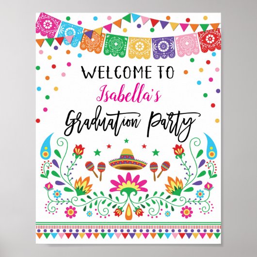 Floral Fiesta Graduierungsparty Begrüßungsuntersch Poster (Vorne)