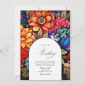 Floral Fiesta Hochzeitsstichtag Foto & QR Code für Einladung (Vorderseite)