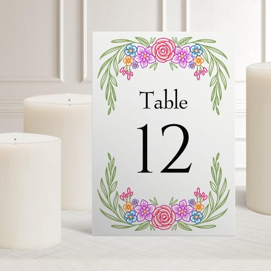 Floral Fiesta Mexican Vivid Wedding Tischnummer