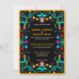 Floral Fiesta Mexikanische Folklore-Hochzeit Einladung