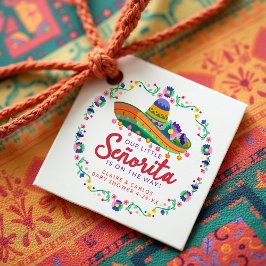 Floral Fiesta Sombrero Baby Shower Fevor Tags Geschenkanhänger