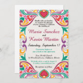 Floral Fiesta Spanish Wedding Einladung (Vorne/Hinten)