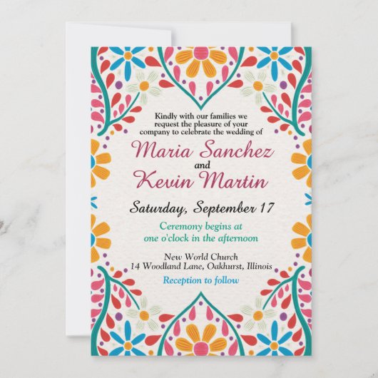 Floral Fiesta Spanish Wedding Einladung (Vorderseite)