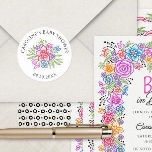 Floral Fiesta Vivid Babydusche Runder Aufkleber
