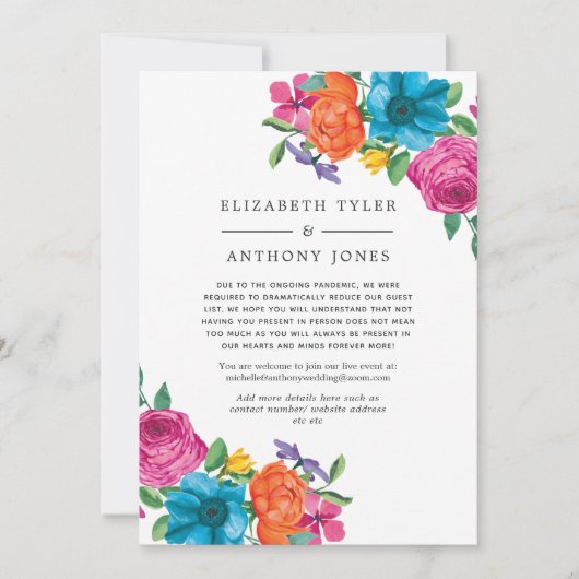 Floral Fiesta Wedding Reduced Guest List Ankündigung (Vorderseite)