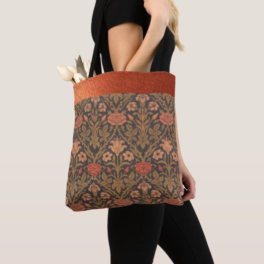Floral FireBrick W.Morris Muster Tasche (Von Nahem)