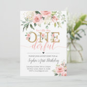 Floral First Birthday Invite-A188 Miss ONE-derful Einladung (Stehend Vorderseite)