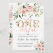 Floral First Birthday Invite-A188 Miss ONE-derful Einladung (Vorne/Hinten)