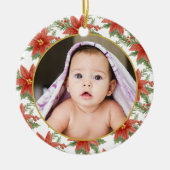 Floral First Christmas Foto Geschenk Keramik Ornament (Vorne)