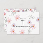 Floral First Communion Girl Dankeskarte (Vorne/Hinten)