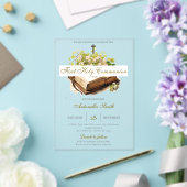 Floral First Holy Communion for girl Acryleinladungen (In Situ (Hochzeit))