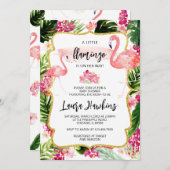 Floral Flamingo Baby Dusche Einladung (Vorne/Hinten)