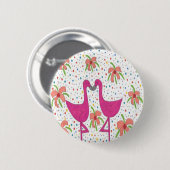 Floral Flamingo Fiesta Button (Vorne & Hinten)