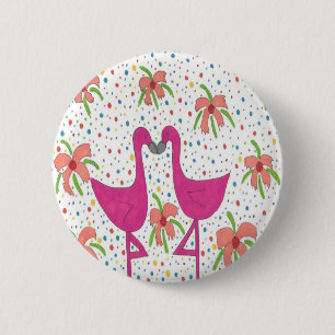 Floral Flamingo Fiesta Button