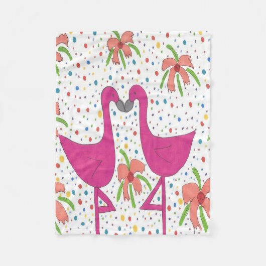 Floral Flamingo Fiesta Fleecedecke (Vorderseite)