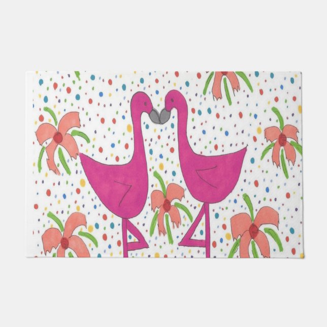 Floral Flamingo Fiesta Fußmatte (Vorderseite)