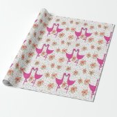 Floral Flamingo Fiesta Geschenkpapier (Ungerollt)
