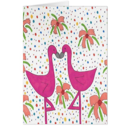 Floral Flamingo Fiesta Grußkarte (Vorne)
