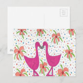 Floral Flamingo Fiesta Postkarte (Vorne/Hinten)