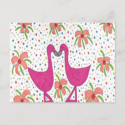 Floral Flamingo Fiesta Postkarte (Vorderseite)
