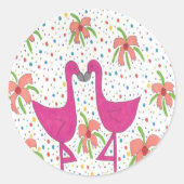 Floral Flamingo Fiesta Runder Aufkleber (Vorderseite)