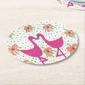 Floral Flamingo Fiesta Runder Pappuntersetzer (Angewinkelt)