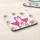 Floral Flamingo Fiesta Untersetzer (Linke Seite)