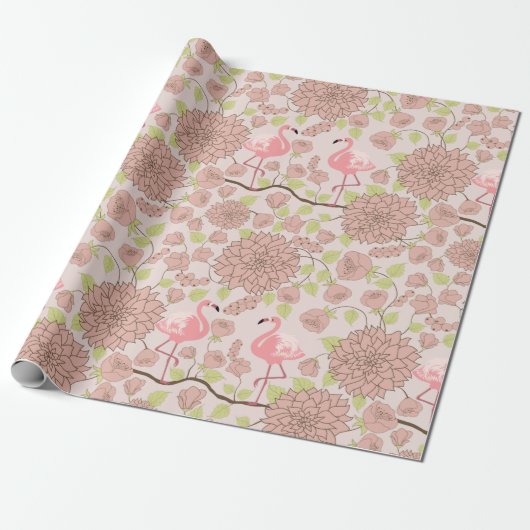 Floral Flamingo Geschenkpapier (Ungerollt)