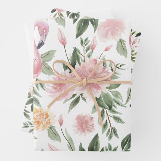 Floral Flamingo Muster Geschenkpapier Set (Beispiel)