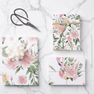 Floral Flamingo Muster Geschenkpapier Set