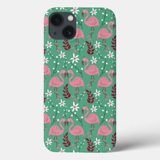 Floral Flamingo nahtloses Muster rosa grün Case-Mate iPhone Hülle (Rückseite)