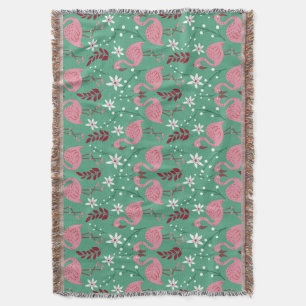 Floral Flamingo nahtloses Muster rosa grün Decke