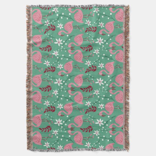 Floral Flamingo nahtloses Muster rosa grün Decke (Vorderseite Vertikal)