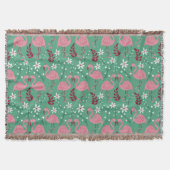 Floral Flamingo nahtloses Muster rosa grün Decke (Vorderseite)