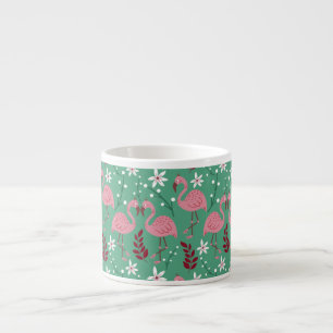 Floral Flamingo nahtloses Muster rosa grün Espressotasse
