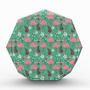 Floral Flamingo nahtloses Muster rosa grün Fotoblock