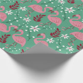 Floral Flamingo nahtloses Muster rosa grün Geschenkpapier (Ecke)